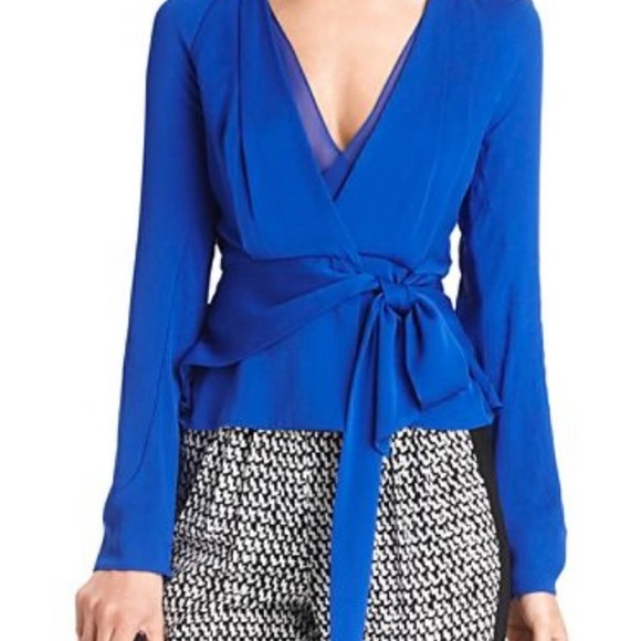 Diane Von Furstenberg Tops - Diane Von Furstenberg Blue Silk Blouse